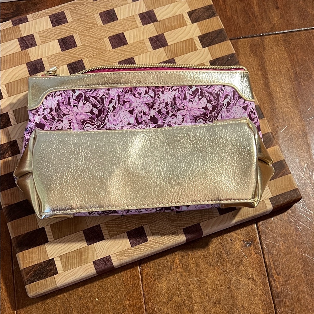 Lilly Pulitzer Purple and Gold Floral Cosmetic Bag - Picture 3 of 4